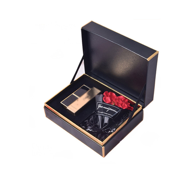 Caja de regalo cosmética ULTRAVIOLETA del punto que empaqueta las cajas negras de papel del oro de 2m m