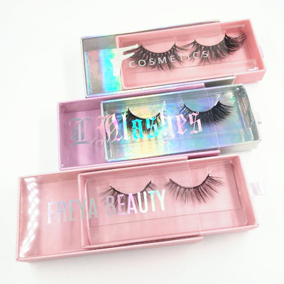 Papel olográfico Flip Top Eyelash Magnetic Box con la manija de la cinta