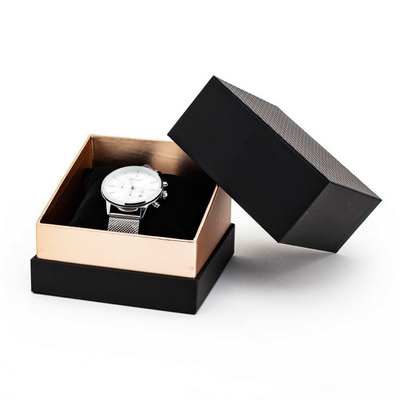 Regalo de la caja de reloj de CMYK 4C que empaqueta la tapa negra de la muñeca y el ODM inferior del OEM de la caja