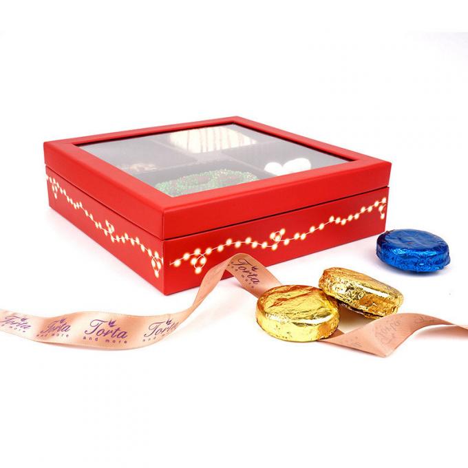 caja de regalo de papel del chocolate de la ventana del PVC de 1m m que empaqueta 800gsm 900gsm 1000gsm 1