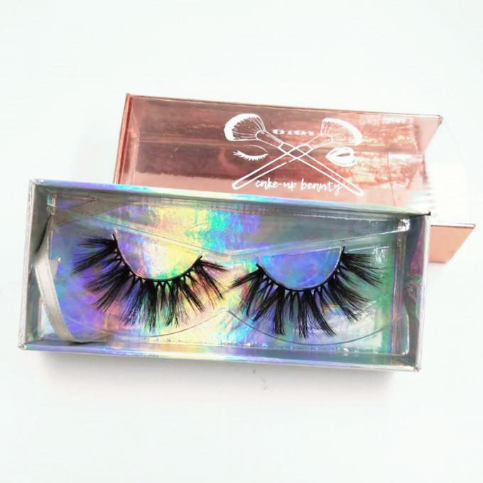 Papel olográfico Flip Top Eyelash Magnetic Box con la manija de la cinta 1