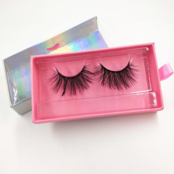 Papel olográfico Flip Top Eyelash Magnetic Box con la manija de la cinta 0