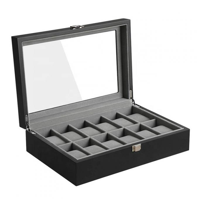 Joyero de cristal EVA Insert del reloj del regalo del tablero del MDF de la madera dura 0