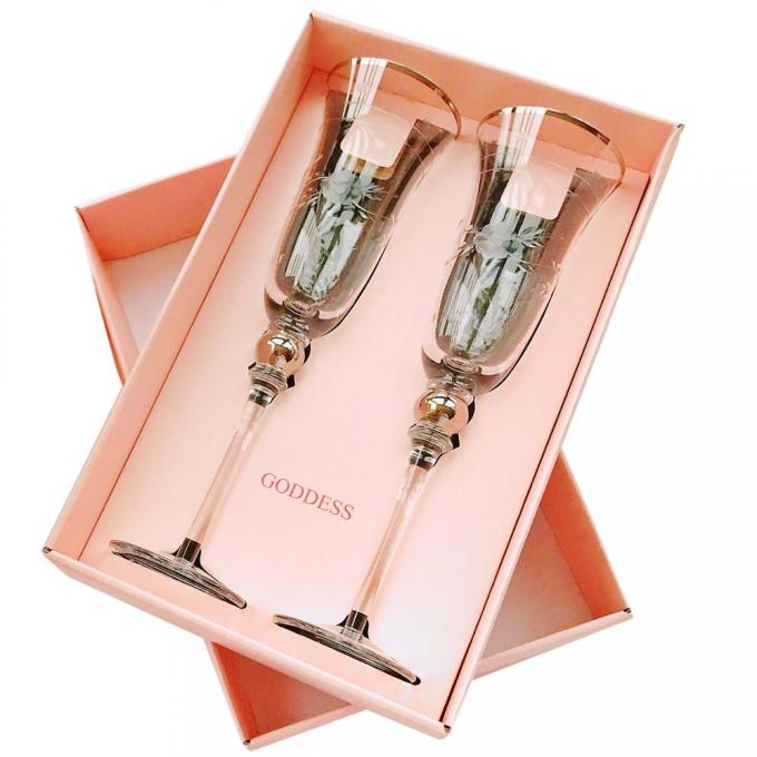 Caja de regalo de las copas de vino del tablero de marfil de Pantone que empaqueta con la manija de la cuerda de los PP 4