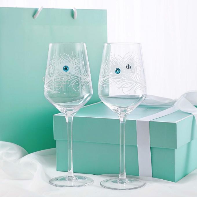 Caja de regalo de las copas de vino del tablero de marfil de Pantone que empaqueta con la manija de la cuerda de los PP 2