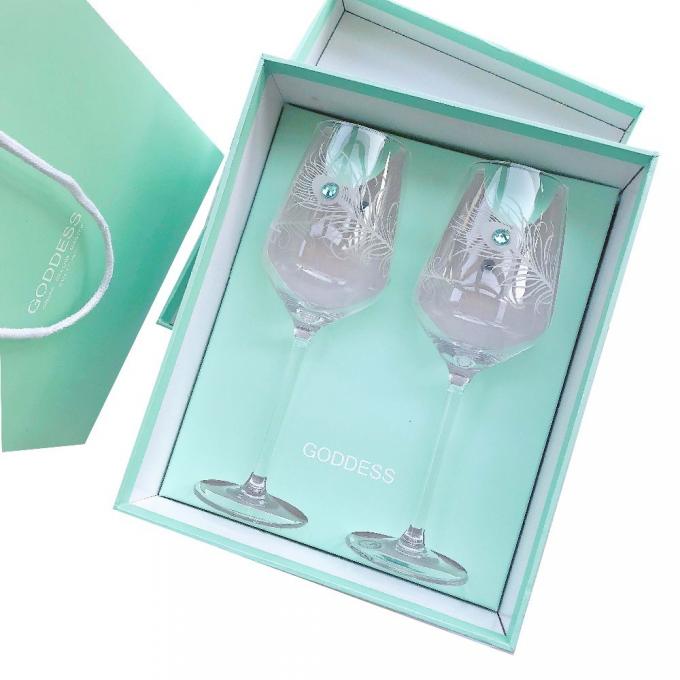 Caja de regalo de las copas de vino del tablero de marfil de Pantone que empaqueta con la manija de la cuerda de los PP 1