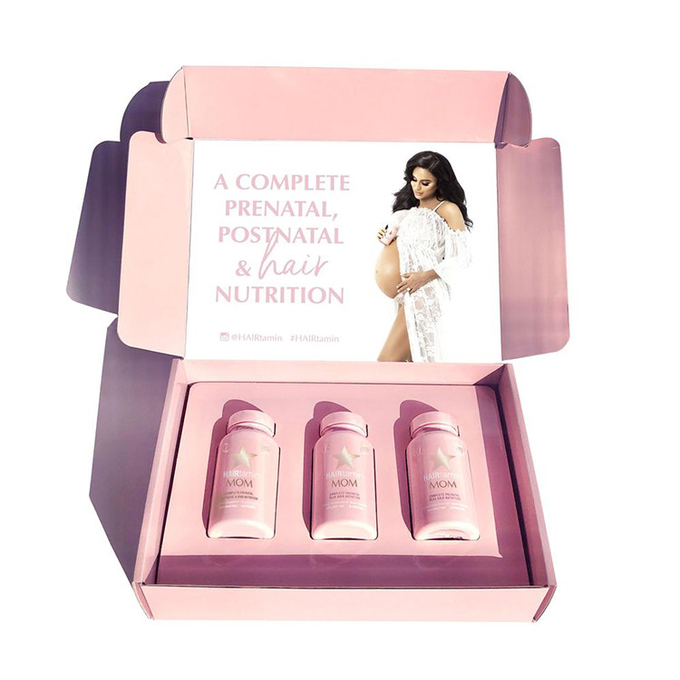 Capa acuosa de Flip Cosmetic Packaging Paper Box de la cartulina rosada del pdf AI 2