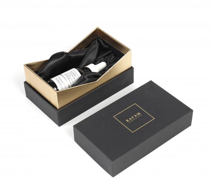 Caja de cartón del aceite esencial del negro de CMYK con la tapa 2.5m m 0