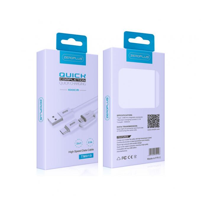 Punto ULTRAVIOLETA Smartphone que empaqueta la caja encajonada de papel de la ventana del cable de datos de C 1